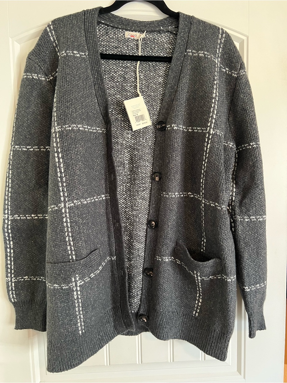 Faherty Harwyn Cardigan Sweater - Dune Windowpane NWT